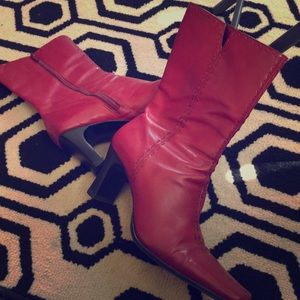 True Red Leather Boots